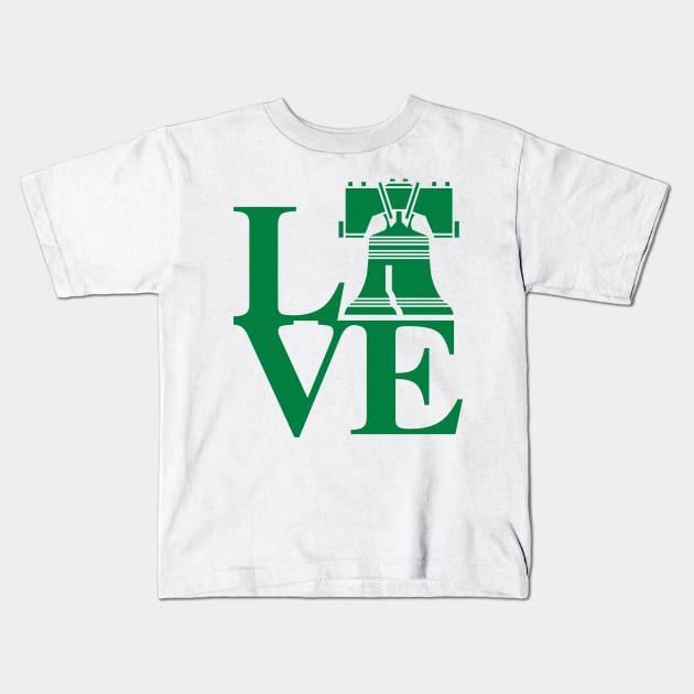 Philadelphia Love Liberty Bell Kids T-Shirt by stayfrostybro